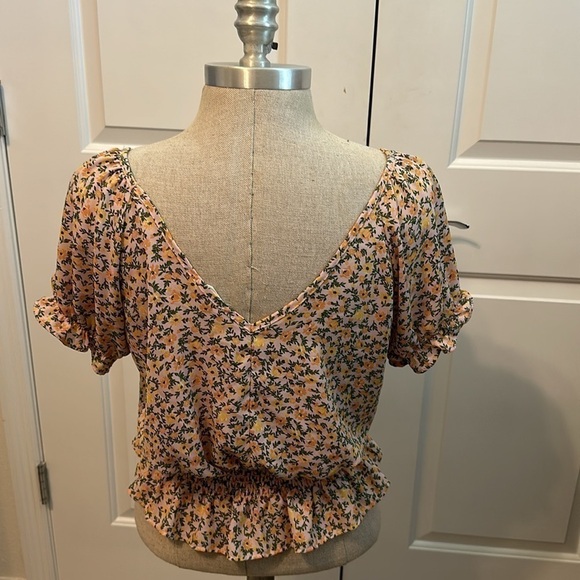 SIENNA SKY FLORAL ELASTIC WAIST BLOUSE SZ M GUC CAREER DATE NIGHT EVERYDAY - Picture 7 of 9